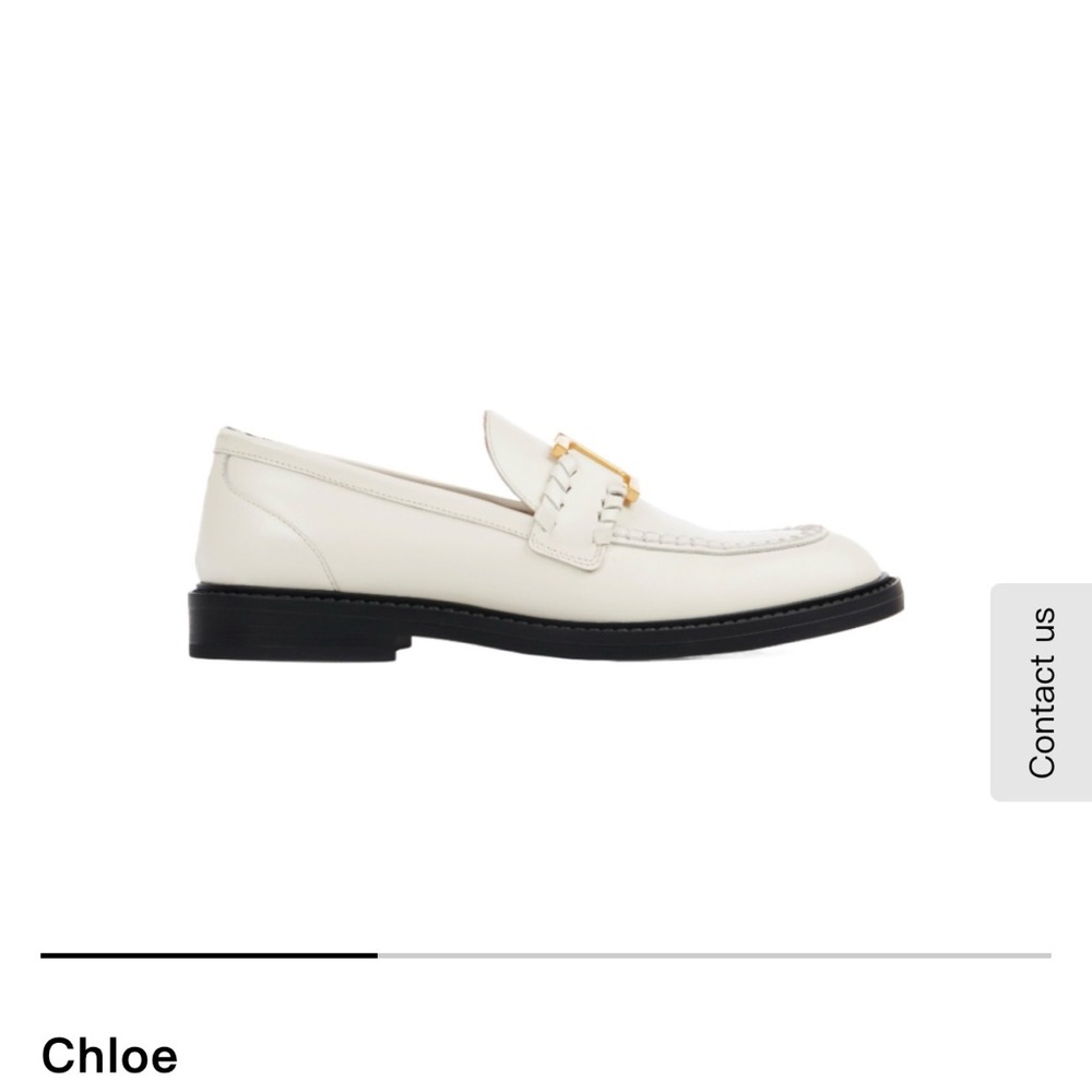 Chloé Marcie Round Toe White Loafers with Gold Buckle Size 36.5 - Picture 8 of 8
